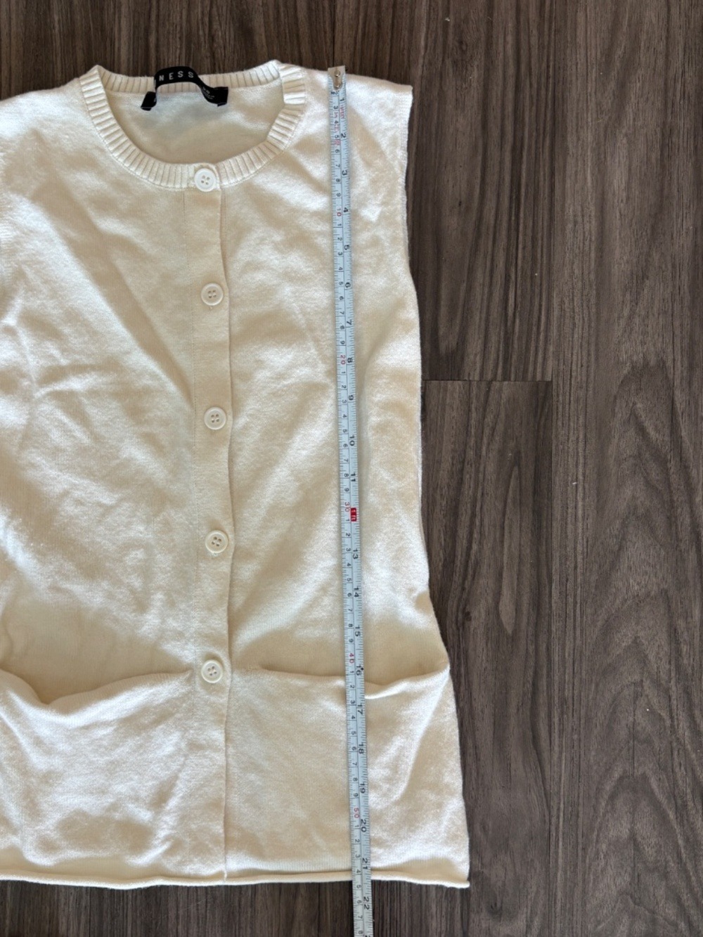 Revolve x LIONESS KOURT VEST Sleevless Button Down Lightweight Knit Cream XS - Picture 13 of 14